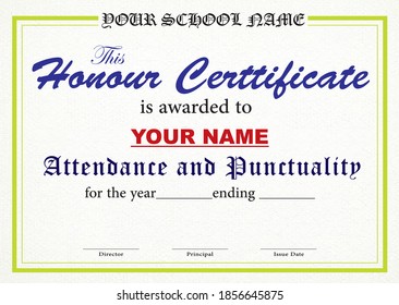 School Certificate and Honor Certificate Vector Template 