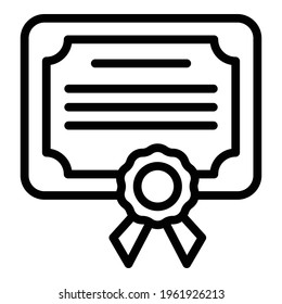 School certificate icon. Outline School certificate vector icon for web design isolated on white background