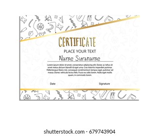 School certificate with pattern on white