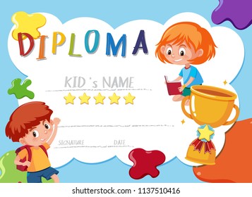 A school cetificate template illustration