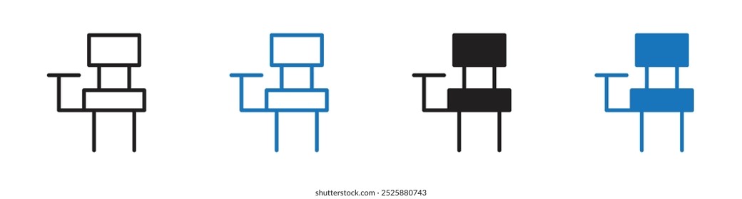 Vector de escritorio escolar con gráficos lineales en negro