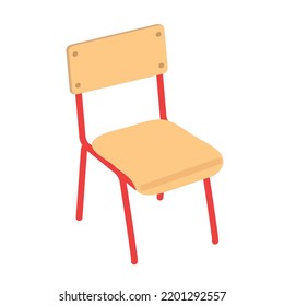 School chair vector clipart. Classroom wood chair isometric design.