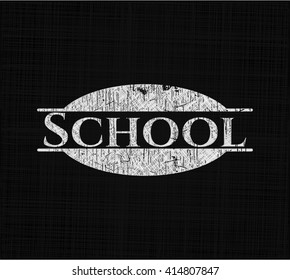 School chalk emblem, retro style, chalk or chalkboard texture