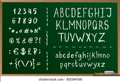 School Chalk Font, Vector, Big Green Board