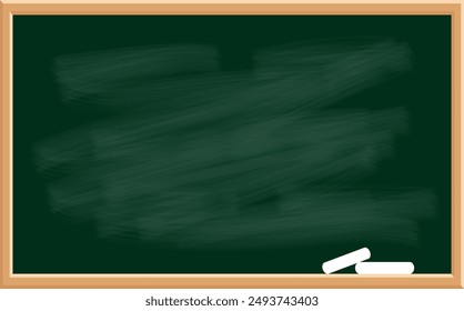 School chalk green board with chalk. Vector illustration