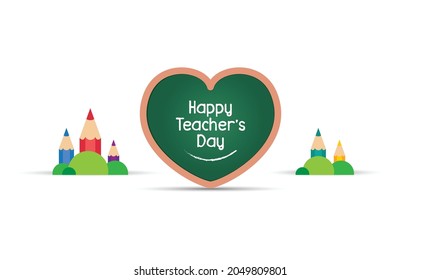 School chalkboard with education element pencil. Happy teachers day vector illustration