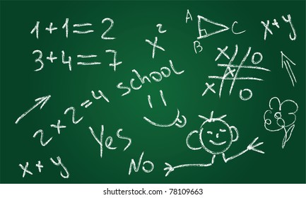 School chalkboard. Hand-Drawn vector illustration