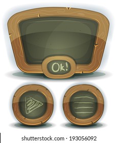 School Chalkboard Icons For Ui Game/ Illustration of a set of design school education blackboard with buttons and interface elements for ui pedagogics software on tablet pc and other devices