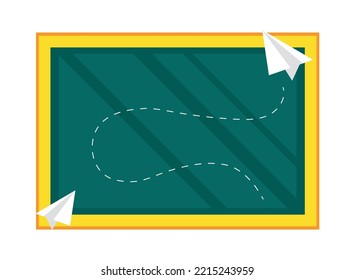 school chalkboard and paper planes, isolated icon