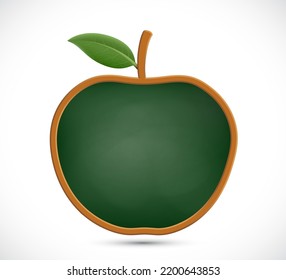 School chalkboard shaped like an apple. Icon isolated on white background. Vector illustration.