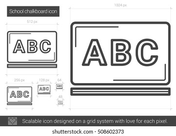 School chalkboard vector line icon isolated on white background. School chalkboard line icon for infographic, website or app. Scalable icon designed on a grid system.
