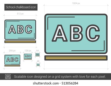 School chalkboard vector line icon isolated on white background. School chalkboard line icon for infographic, website or app. Scalable icon designed on a grid system.
