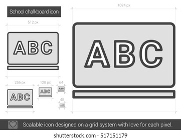 School chalkboard vector line icon isolated on white background. School chalkboard line icon for infographic, website or app. Scalable icon designed on a grid system.