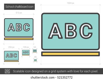 School chalkboard vector line icon isolated on white background. School chalkboard line icon for infographic, website or app. Scalable icon designed on a grid system.