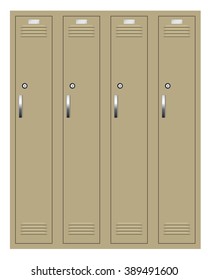 School or changing room lockers. Vector isolated on white background. Illustration.