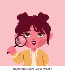 Ilustración de caracteres de la escuela Vector Cute Cartoon Set Chica amarillo