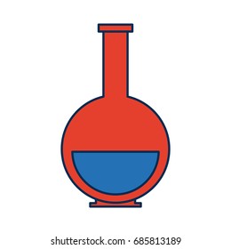 school chemical laboratory flask with liquid bubbles