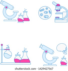 School chemisrty and biology vector objects set. Education collection of the school icons.