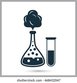 School chemistry flasks with reagent icon