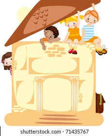 School childhood. Place for your text. School