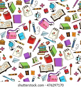 School childish bright background with doodle elements