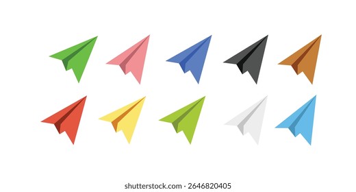 School or children blue sky cloudy background.  . innovation email fly send message social media.  flying yellow paper airplanes.  Set of blue paper m target creative vision leadership concept