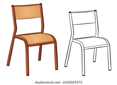 school children chair isolated drawing