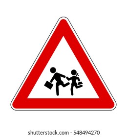 school children crossing Sign, Children.