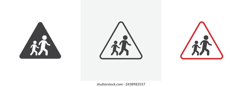 School Children Crossing Sign. Pupil Road Safety Alert. Educational Zone Traffic Caution