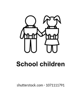 school children go to school icon. Element of school icon for mobile concept and web apps. Thin line icon for website design and development, app development. Premium icon on white background