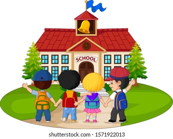 School children going to school