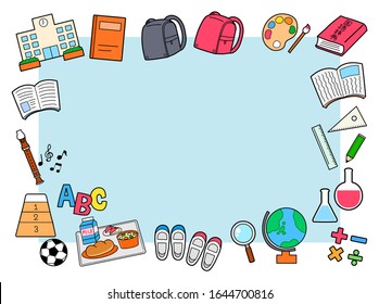 School children illustration frame cute