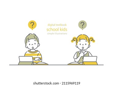 school children illustration, girl and boy