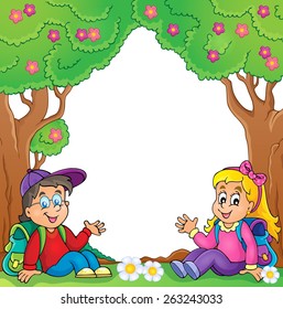 School children thematic image - eps10 vector illustration.