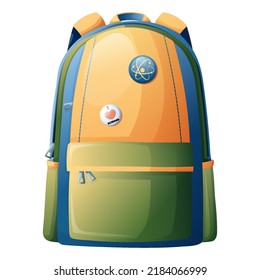 School children's backpack on a white background. Vector illustration of a satchel. School theme, back to school. Bag.