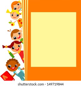 school children's  yellow background. Place for text