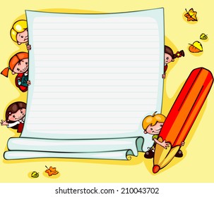 school children's  yellow background. Place for text