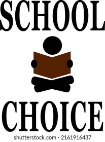 School choice label with student reading