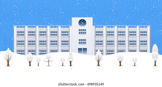School Christmas snow background