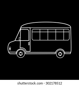 School or city bus. Small van as passenger public transport