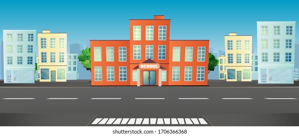 School in the city  Vector illustration.