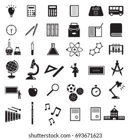 School classes equipment vector icon set