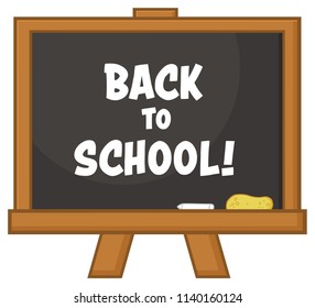 School Classroom Chalkboard Cartoon Design With Text. Vector Illustration Isolated On White Background