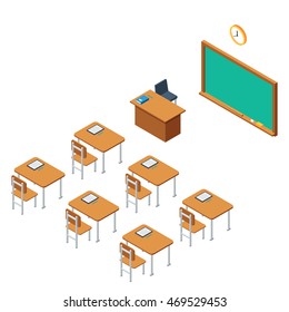 School Classroom Chalkboard Desks Class Education Stock Vector (Royalty ...