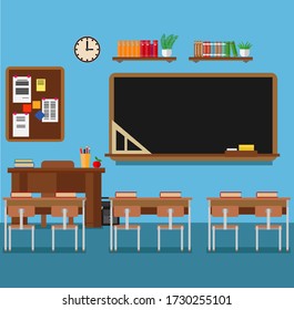 School Classroom Chalkboard Desks Classroom Learning Stock Vector ...