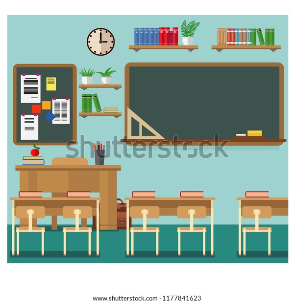 School Classroom Chalkboard Desks Classroom Learning Stock Vector ...