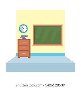 school classroom with chalkboard scene