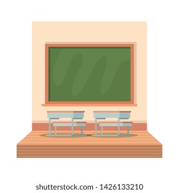 school classroom with chalkboard scene