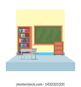 school classroom with chalkboard scene