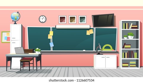 School Classroom Class Room Interior Vector Illustration Background